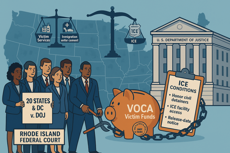 भिक्टिम अफ क्राइम एक्ट कोषमा आप्रवासन सर्त रोक्न २० राज्य र डीसी अदालतमा